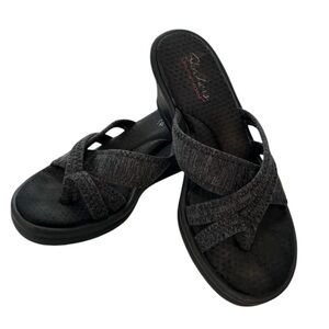 Skechers Rumblers Wedge Sandal in Dark Gray Size 7 EUC